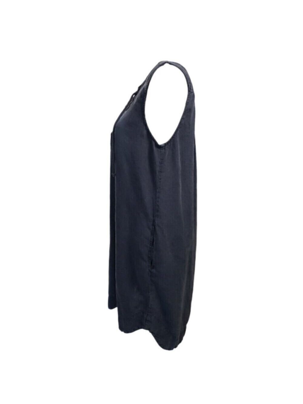 Bella Dahl Women's Dark Wash Denim Tie Up Neck Dress Medium - Picture 2 of 5